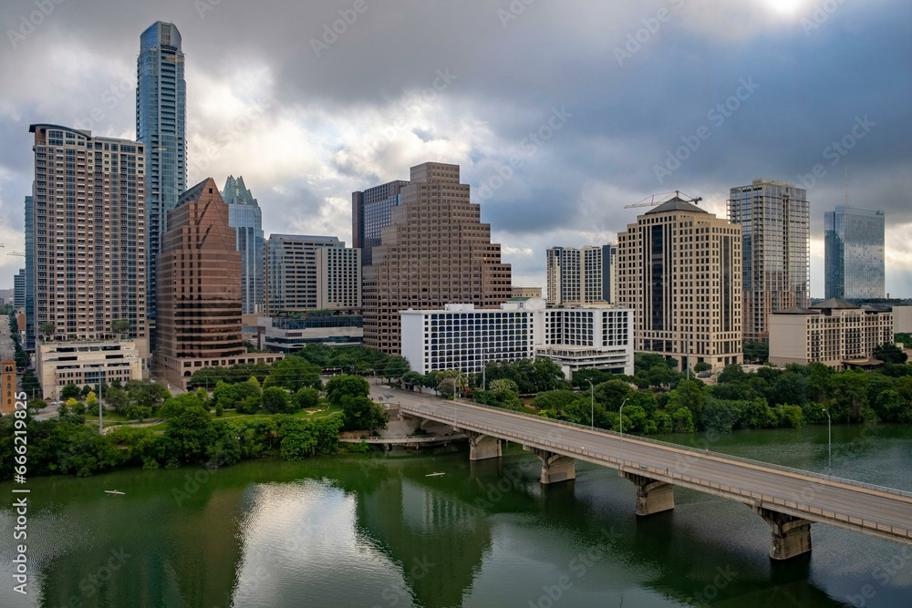4K Image: Austin, Texas USA Skyline with Modern Buildings along the Colorado River 4K Image: Austin, Texas USA Skyline with Modern Buildings along the Colorado River