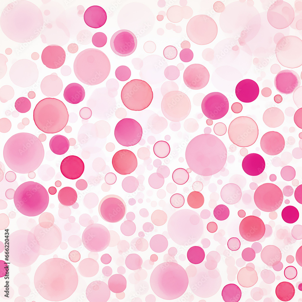 seamless pattern with circles pink color on white background created with Generative Ai