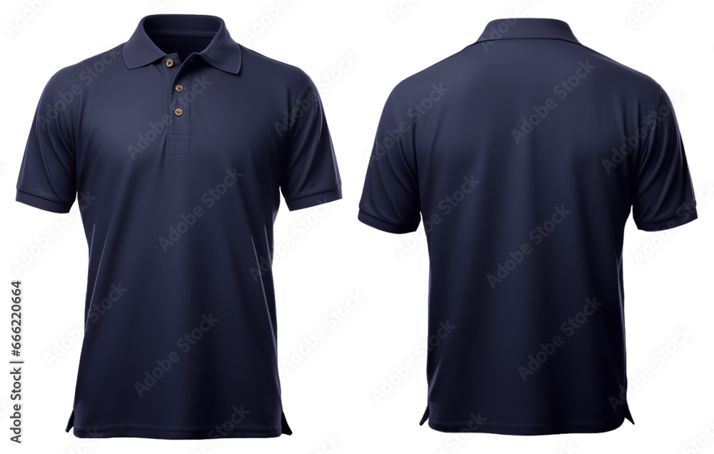 plain navy or dark blue polo t-shirt mockup design. front and back ...