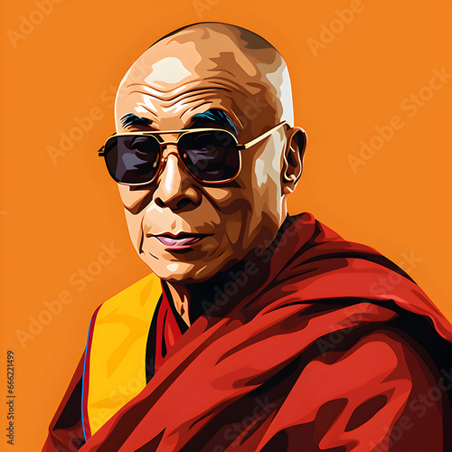 Tableau sur toile man wearing sunglasses Dalai Lama