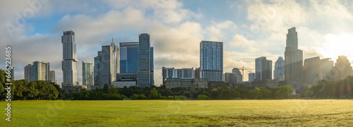 4K Image: Austin Texas Morning City Skyline Panorama with Modern Buildings, Urban Beauty at Dawn