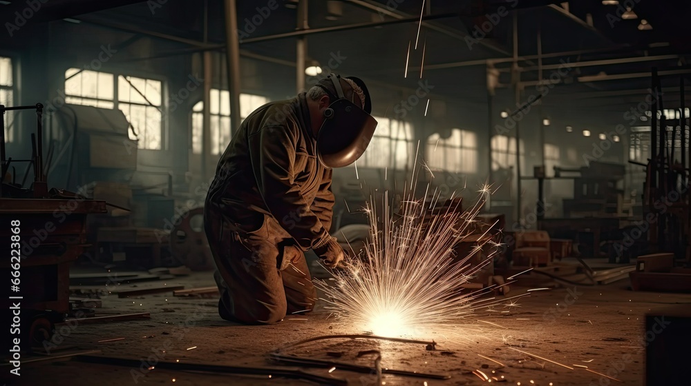 Welding work in a factory Welding work in a factory