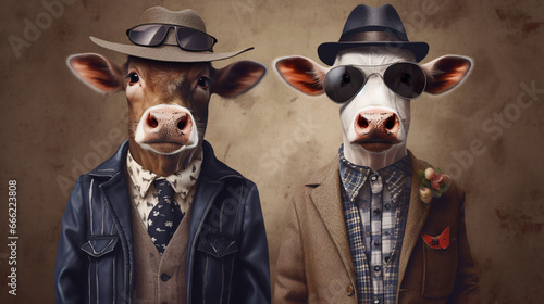 Cute cows dressed as detectives