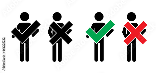 Yes or no sign. do's en don'ts or do and don't, check mark. Compliments, Vector do and dont checklist, okey, yes, like hand thumb up or thumbs down. Unlike or dislike compliment. Good finger.