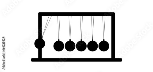 Newton's cradle, pendulum with swinging spheres or ball. Business, leadership, teamwork or communication concept. Hanging balancing balls of newtons cradle science. Balance, Hypnosis, newtons cradle. 