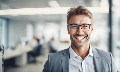 Smiling businessman in office