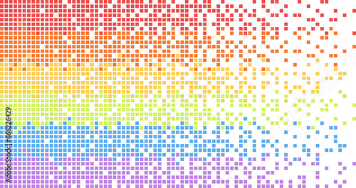 Lgbtq color pixel background. Decorative pixelated pattern gay community rainbow. Stylish nonbinary banner, declay racy vector pattern template