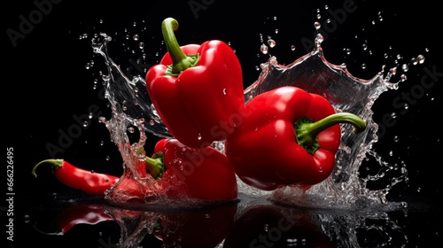 Explode of red pepper on black 