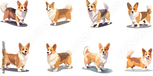Welsh corgi pembroke clipart. Different poses vector 