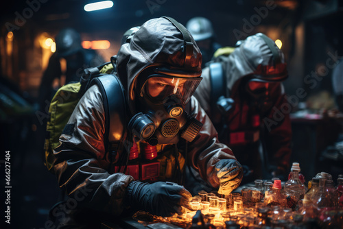 An emergency response team conducting drills and simulations to prepare for disaster response. Concept of emergency preparedness. Generative Ai. © Sebastian