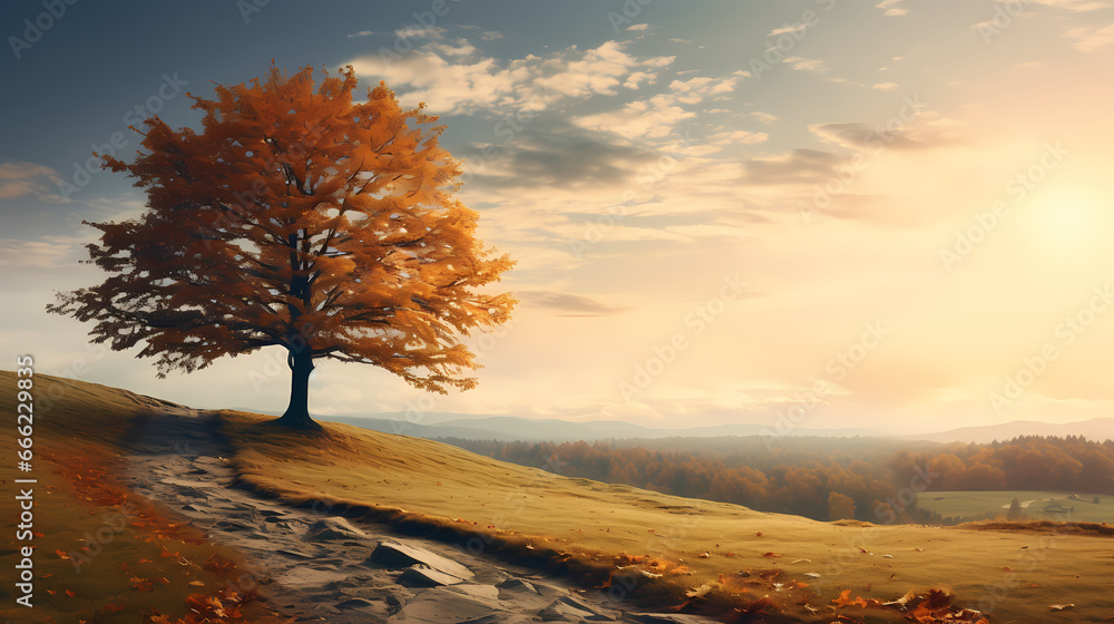 Naklejka premium Autumn forest background