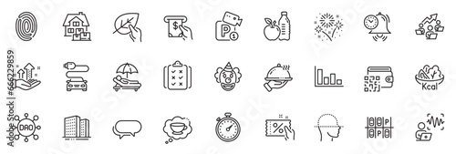 Icons pack as Car charge, Sunbed and Teamwork chart line icons for app include Buildings, Timer, Dao outline thin icon web set. Fireworks, Home moving, Fingerprint pictogram. Voice wave. Vector