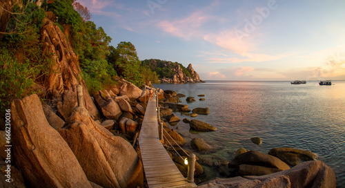 Wooden bridge by the sea