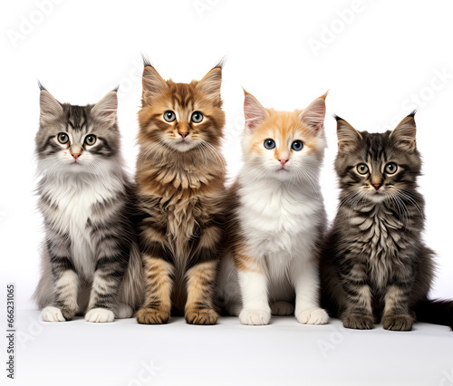 Group of Different Kinds of cute Cats on an Isolated Background © idea