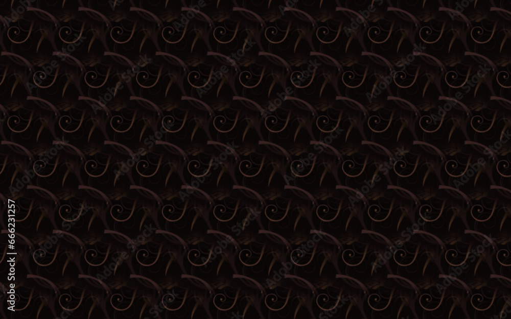 Illustration of a black background with brown repeating patterns