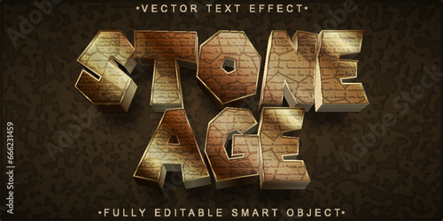 Brown Stone Age Vector Fully Editable Smart Object Text Effect
