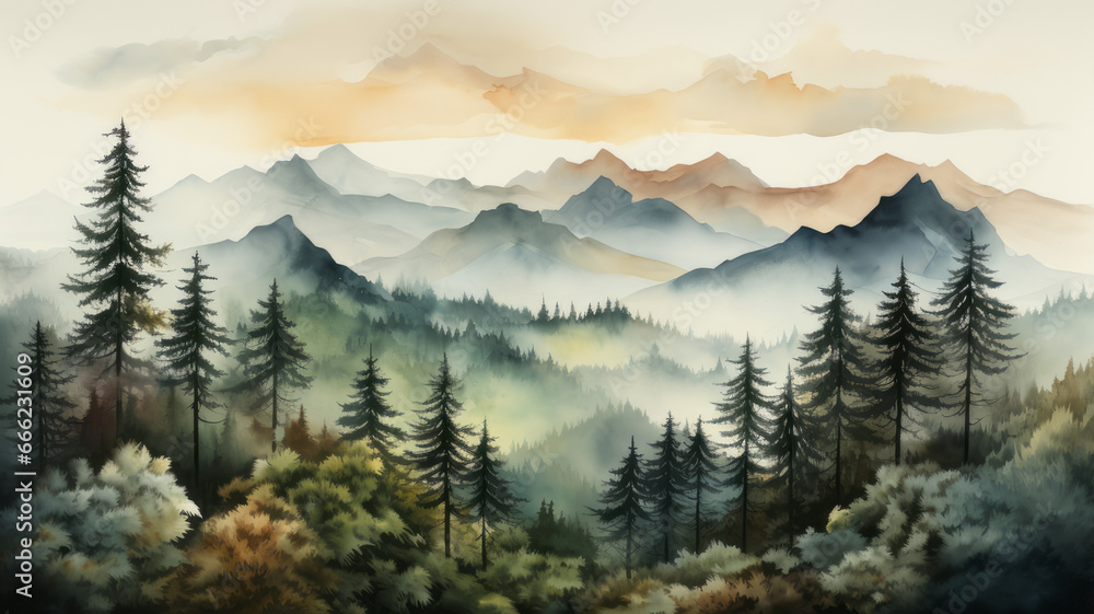 Enchanting Alpine Watercolor Design