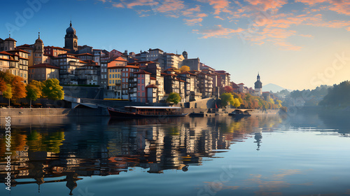 Porto, Portugal old town skyline from across the Douro River.
 photo
