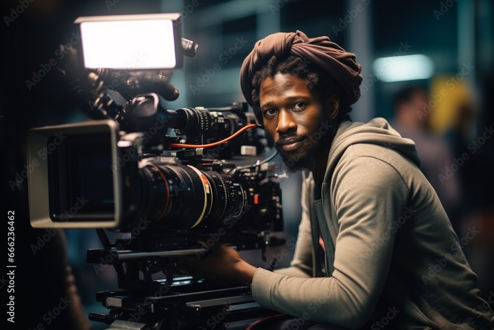 A documentary filmmaker capturing untold Black stories, love and creativity with copy space A documentary filmmaker capturing untold Black stories, love and creativity with copy space