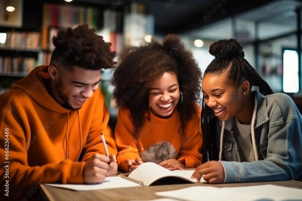 A group of Black students mentoring and tutoring their peers, love and creativity with copy space A group of Black students mentoring and tutoring their peers, love and creativity with copy space
