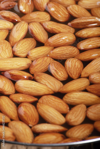 Closeup of soaked almond, healthy food