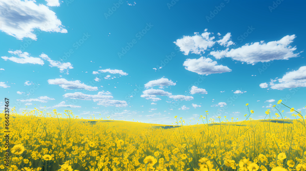 Obraz premium Rapeseed, flowers, field background