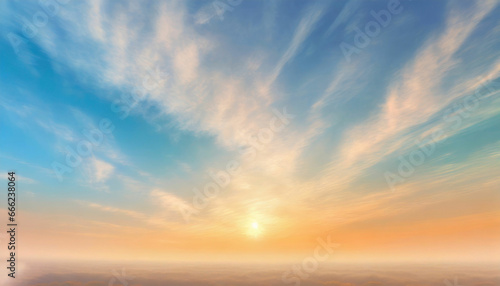 Serene Sunrise Wispy Clouds Embracing a Tranquil Skyscape © MS Store