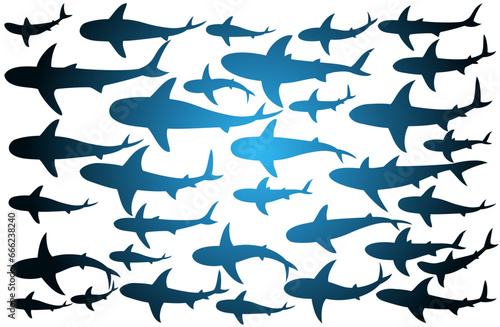 Fish Silhouette of large of shark. Vector illustration.