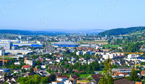 Luftansicht Oensingen, Bezirk Gäu des Kantons Solothurn (Schweiz) photo