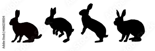 Set of rabbit silhouettes - vector illustration