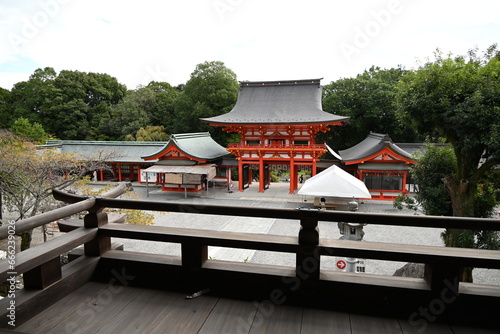 Japan travel guide. Omi Jingu Shrine. A shrine in Otsu City, Shiga Prefecture, Japan, dedicated to Emperor Tenji. A match to determine the competitive karuta champion is held here every January. photo