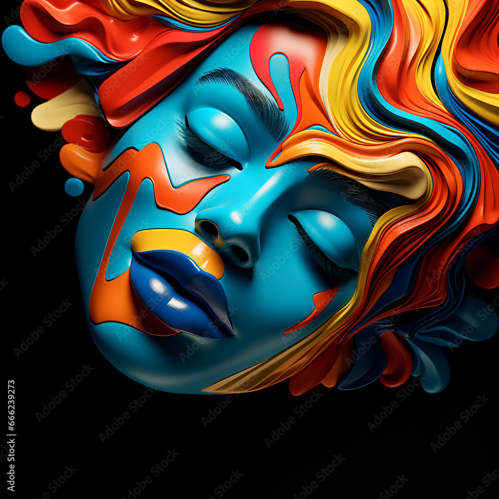 Fototapeta premium abstract colorful face like liquid