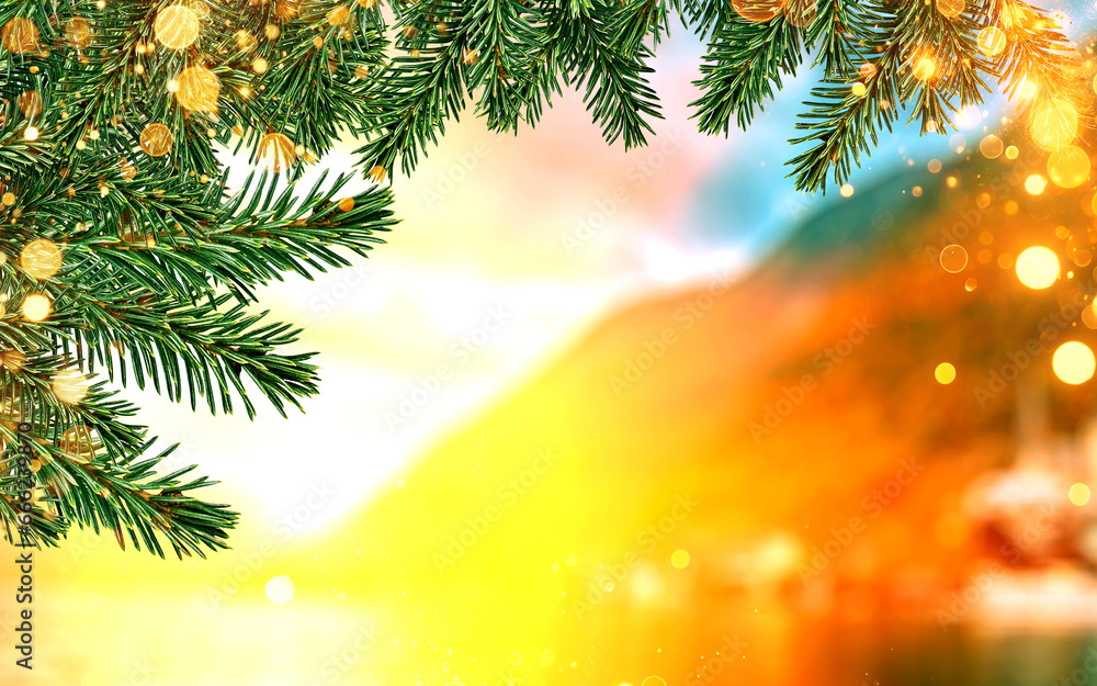 Christmas wreath , garland or pine tree background 