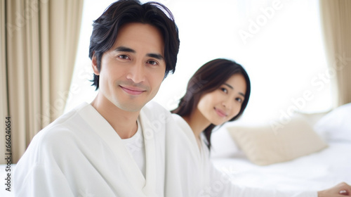 Young Asian Couple in White...