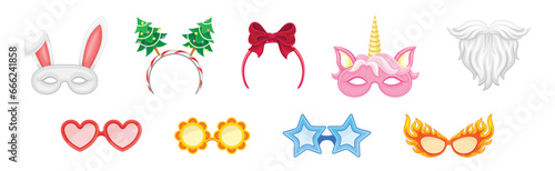 Carnival or Party Headband and Masks Vector Set