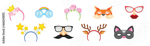 Carnival or Party Headband and Masks Vector Set