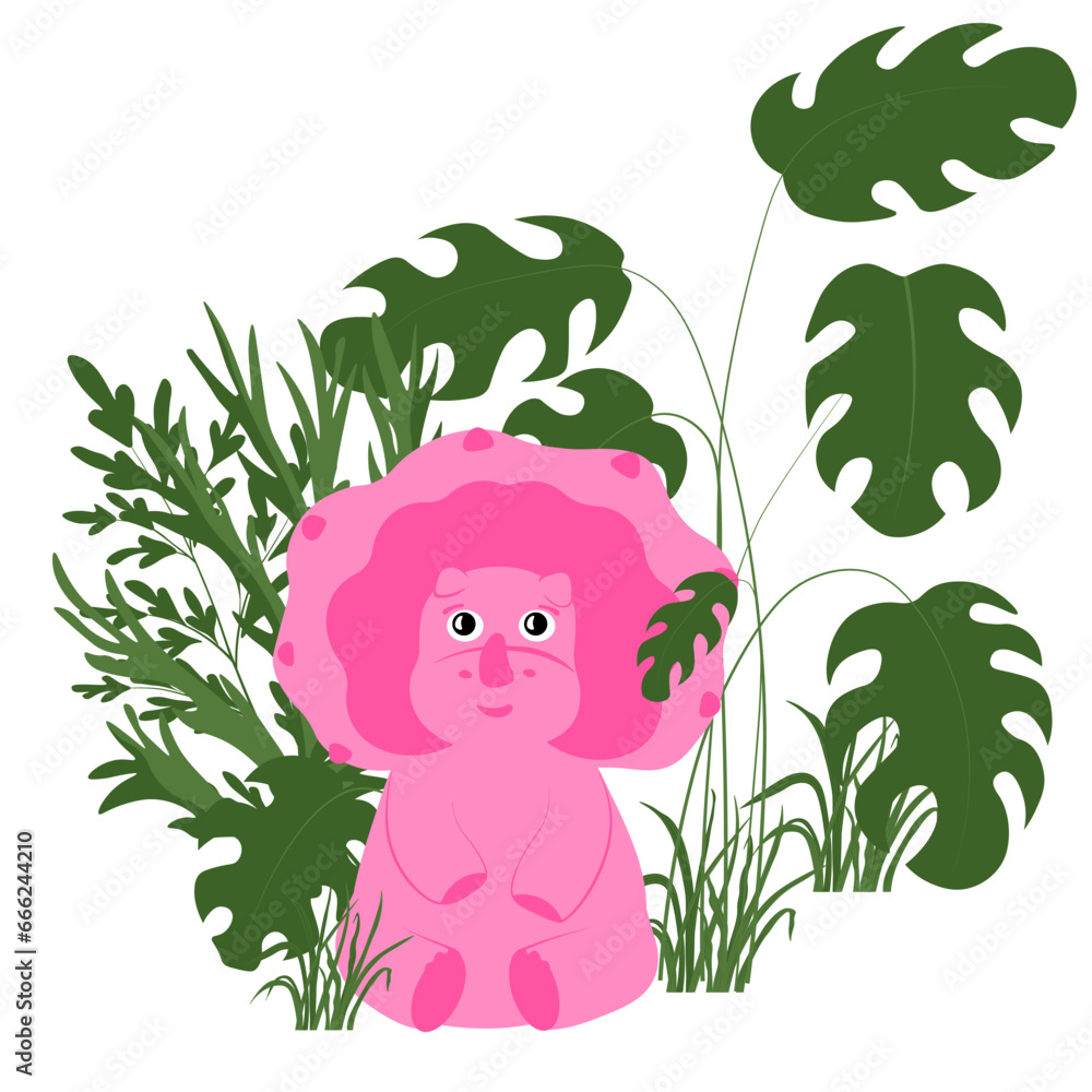 Cute little dinosaur Triceratops. Vector illustration. Concept for children print. isolated on a white background. Cute little dinosaur Triceratops. Vector illustration. Concept for children print. isolated on a white background.