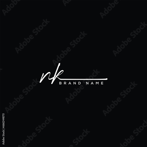 NK letter beauty handwriting vector logo. 