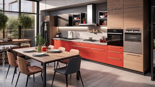 a modern medium sized kitchen with two-tone color kitchen cabinets, showcasing the elegant design and functionality.