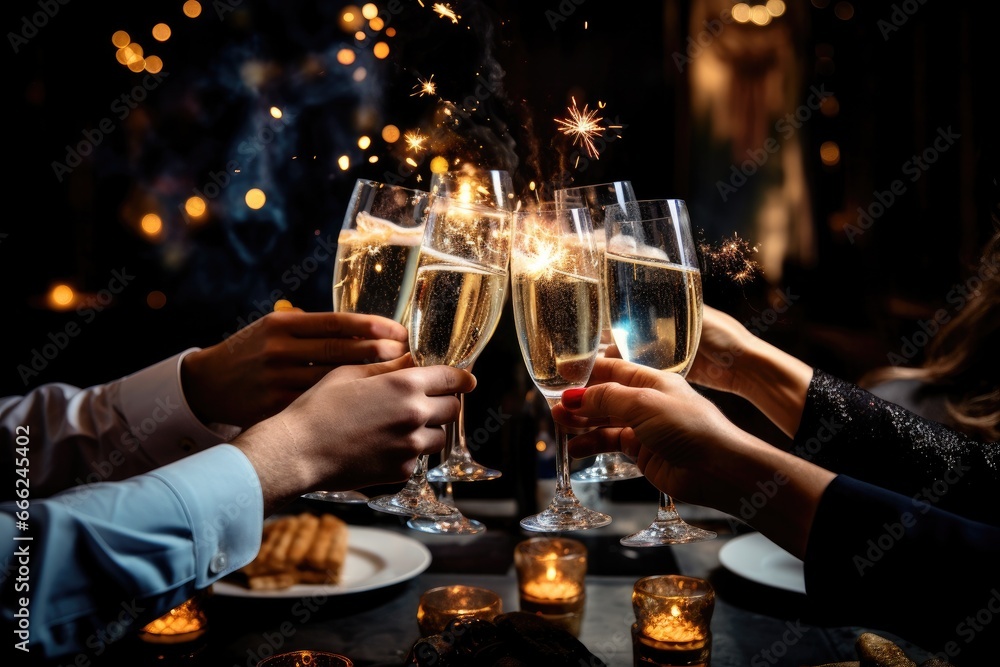 Group of friends toasting celebrating event