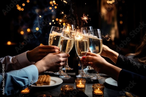 Group of friends toasting celebrating event