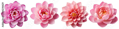 Pink lotus flowers on a transparent background