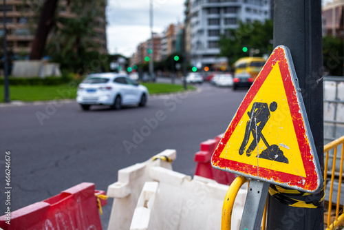 road works in town