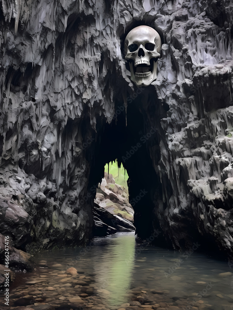 Giant skull cave entrance background Giant skull cave entrance background