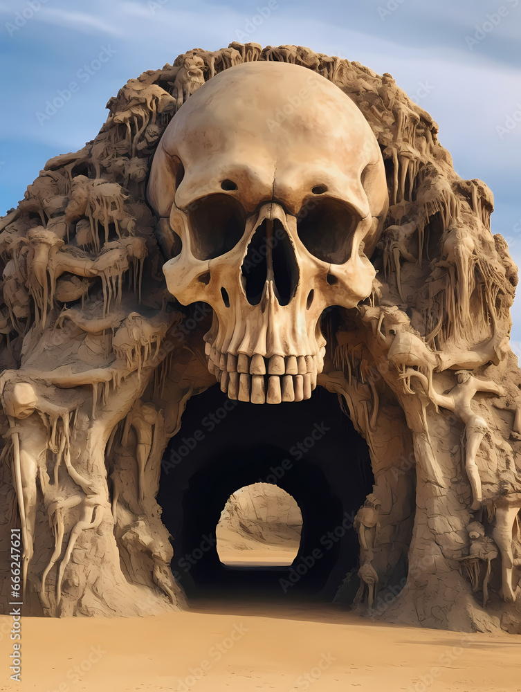Giant skull cave entrance background