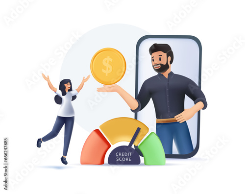 Credit Score Rating Based on Debt Reports Showing Creditworthiness or Risk of Individuals for Loan, Mortgage and Payment