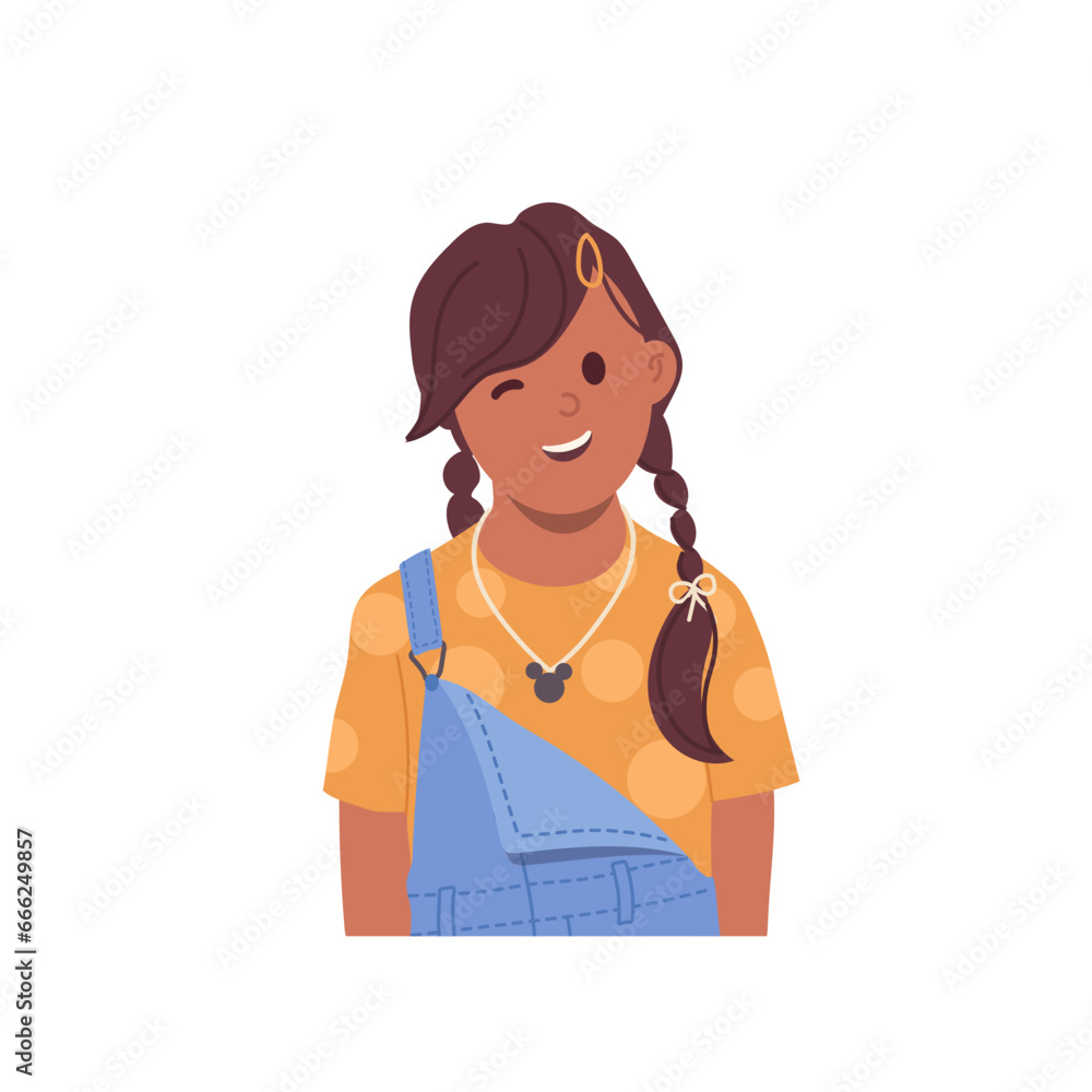 Avatar of kawaii preteen girl child cartoon character winking avatar showing playful emotion Avatar of kawaii preteen girl child cartoon character winking avatar showing playful emotion
