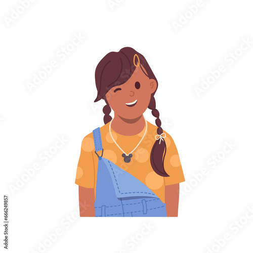 Avatar of kawaii preteen girl child cartoon character winking avatar showing playful emotion