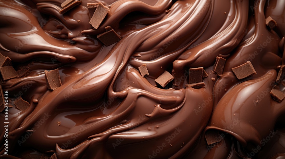Decadent Indulgence: A close-up photograph showcasing the rich and velvety texture of chocolate. Decadent Indulgence: A close-up photograph showcasing the rich and velvety texture of chocolate.
