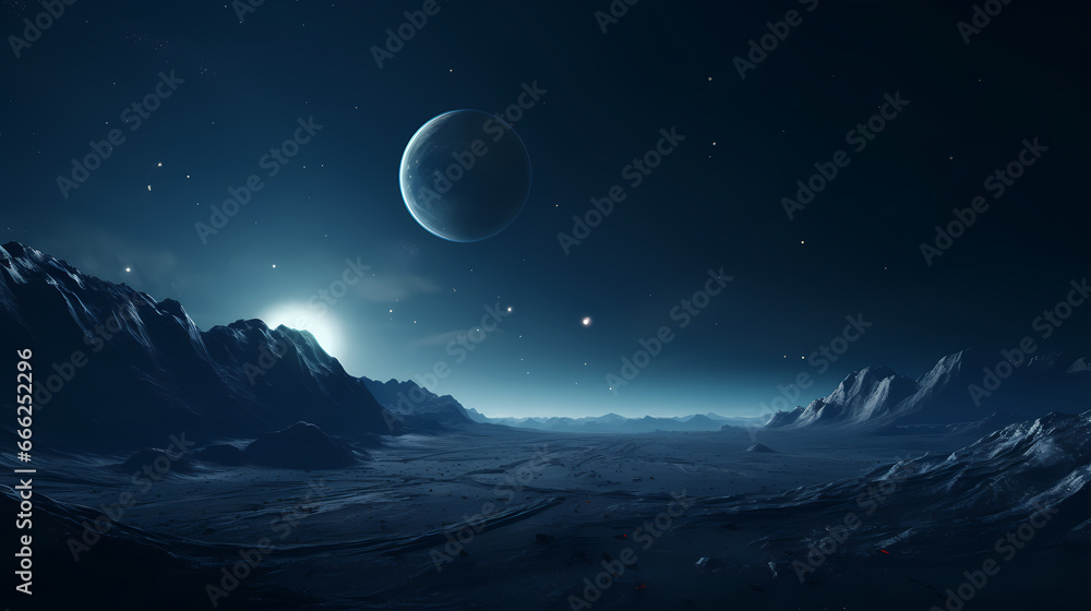 A huge planet and a mountain background wallpaper poster PPT